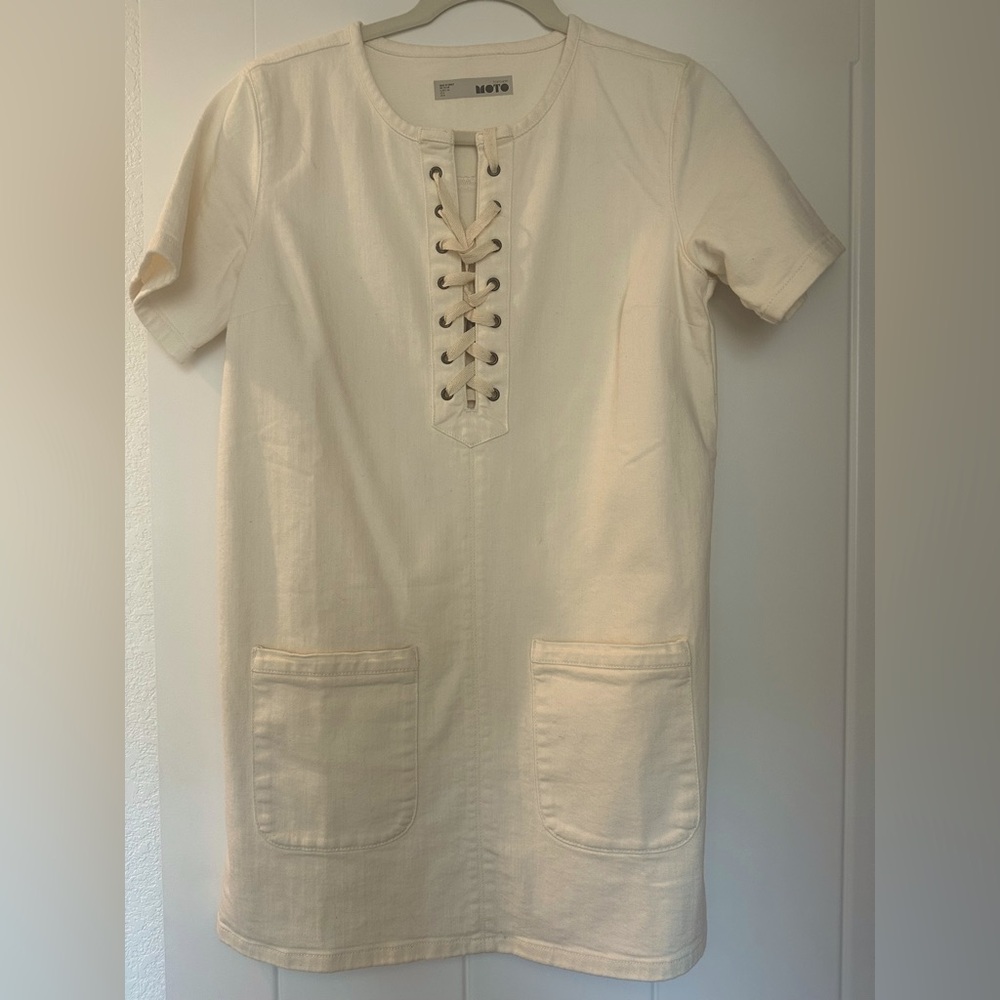Topshop cream denim dress size 4